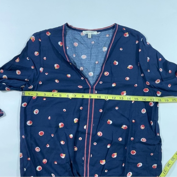 Max Studio Tie Front Blouse Blue Polka Dot - Picture 7 of 7